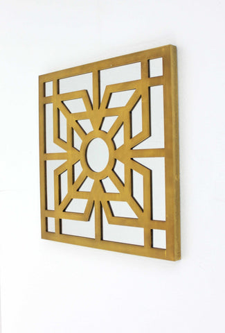 Image of 1.25" x 23.25" x 23.25" Bright Gold, Mirrored, Wooden - Wall Decor