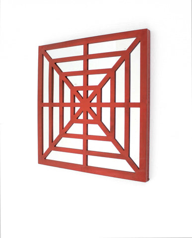 Image of 1.25" x 23.25" x 23.25" 23.25" x 1.25" x 23.25 Red, Mirrored, Wooden - Wall Decor