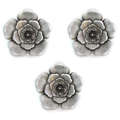 Image of Alluring Silver Metal Wall Flowers