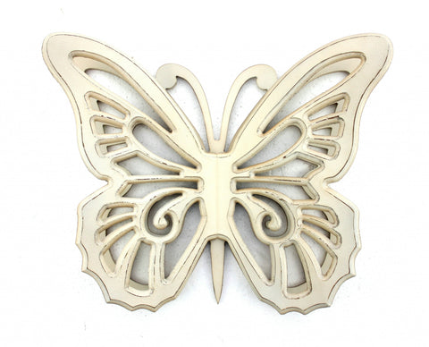 Image of 18.5" x 23" x 4" Light Yellow Rustic Butterfly Wooden Wall Decor