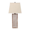 6" x 6" x 27.5" Tan, Metal, Mirror - Table Lamp