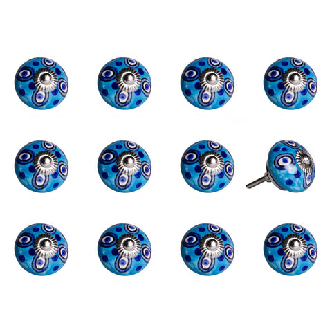 Image of 1.5" x 1.5" x 1.5" Ceramic/Metal Multicolor 12 Pack Knob