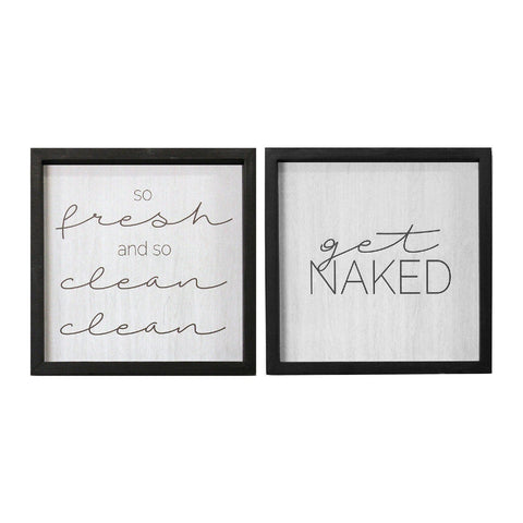 Image of Set of 2 Get Naked Black Wood Framed Wall Art