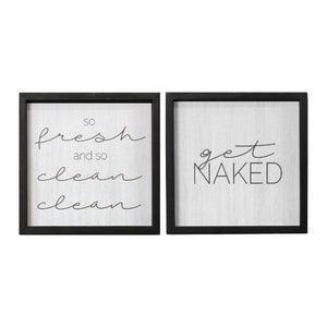 Set of 2 Get Naked Black Wood Framed Wall Art