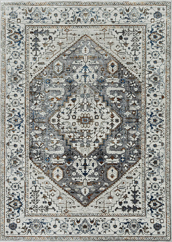 Image of 26" X 83" Grey Polyester Rug