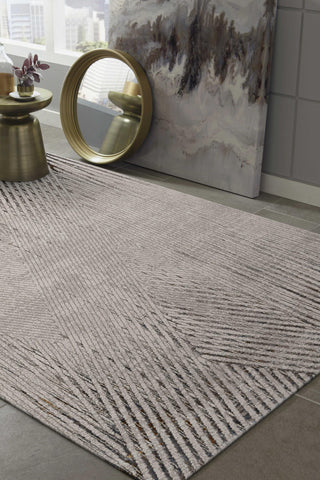 Image of 63" X 91" Ivory or Grey Polyester Rug