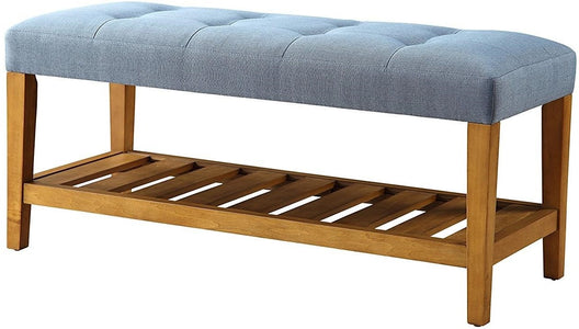 40" X 16" X 18" Blue And Oak Simple Bench