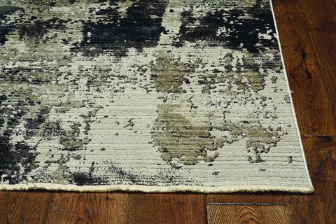 Image of 27" X 91" Ivory or Charcoal Polyester Rug