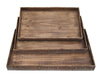 19" x 12" Brown Wood Tray Set