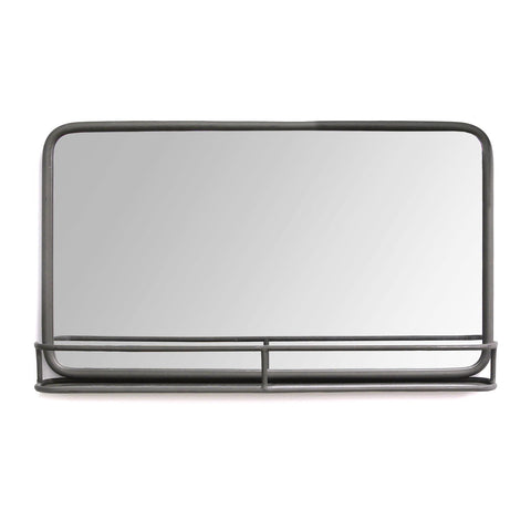 Image of 24" Chic Rectangular Gunmetal Framed Mirror with Shelf