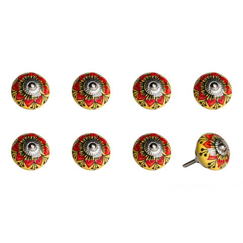 Image of 1.5" x 1.5" x 1.5" Ceramic/Metal Multicolor 8 Pack Knob