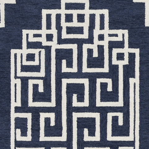 Image of 60" X 84" Navy Ivory Wool Rug