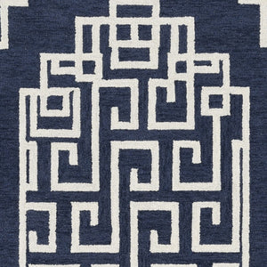 60" X 84" Navy Ivory Wool Rug