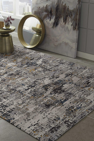 Image of 63" X 91" Grey Polyester Rug