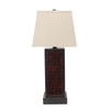 13" x 15" x 30.75" Burgundy, Metal, Brick Pattern - Table Lamp