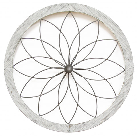 Image of Distressed Chic Flower Metal and Wood Wall Decor