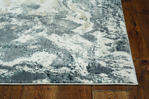 Image of 26" X 83" Grey Polypropylene and Polyester Rug