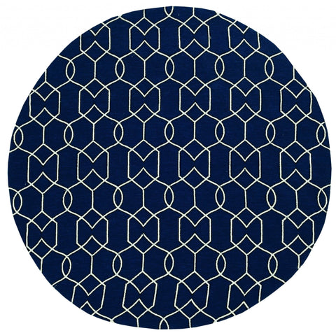 Image of 7 Ft Round UV treated Polypropylene Navy Area Rug