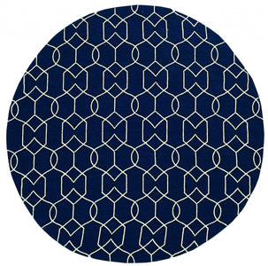 7 Ft Round UV treated Polypropylene Navy Area Rug