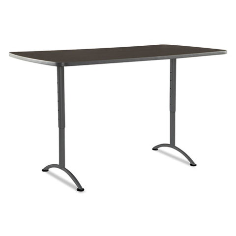 Image of Arc Sit-to-stand Tables, Rectangular Top, 36w X 72d X 30-42h, Walnut/gray