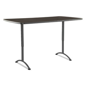 Arc Sit-to-stand Tables, Rectangular Top, 36w X 72d X 30-42h, Walnut/gray