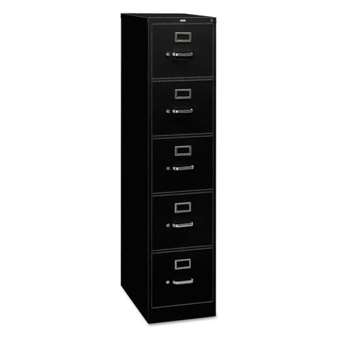 Image of 310 Series Five-drawer Full-suspension File, Legal, 18.25w X 26.5d X 60h, Black