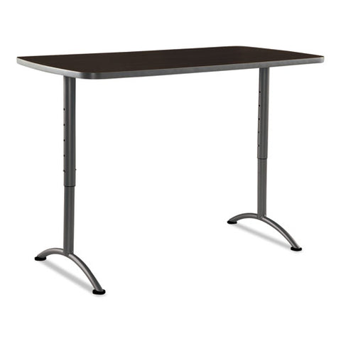 Image of Arc Sit-to-stand Tables, Rectangular Top, 30w X 60d X 30-42h, Walnut/gray