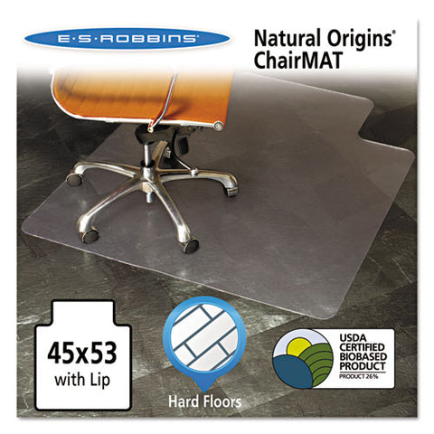 Image of Natural Origins Chair Mat With Lip For Hard Floors, 45 X 53, Clear