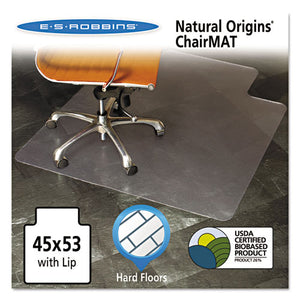 Natural Origins Chair Mat With Lip For Hard Floors, 45 X 53, Clear