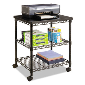 Desk Side Wire Machine Stand, Three-shelf, 24w X 20d X 27h, Black