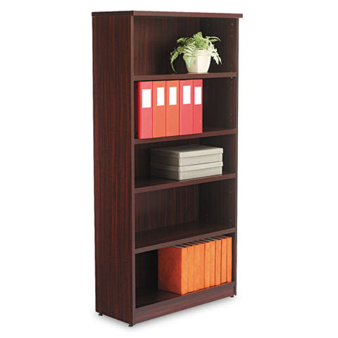 Image of Alera Valencia Series Bookcase, Five-shelf, 31 3/4w X 14d X 64 3/4h, Mahogany