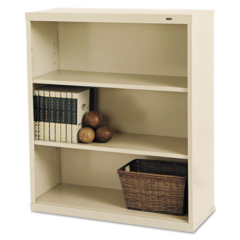 Image of Metal Bookcase, Three-shelf, 34-1/2w X 13-1/2d X 40h, Putty