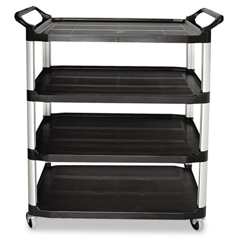 Image of Open Sided Utility Cart, Four-shelf, 40.63w X 20d X 51h, Black