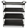 Open Sided Utility Cart, Four-shelf, 40.63w X 20d X 51h, Black