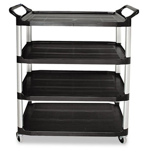 Open Sided Utility Cart, Four-shelf, 40.63w X 20d X 51h, Black