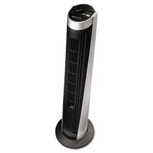 Remote Control Tower Fan, Five Speeds, Black/silver