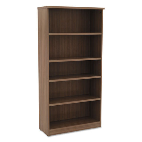 Image of Alera Valencia Series Bookcase, Five-shelf, 31 3/4w X 14d X 64 3/4h, Modern Walnut