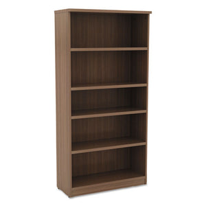 Alera Valencia Series Bookcase, Five-shelf, 31 3/4w X 14d X 64 3/4h, Modern Walnut