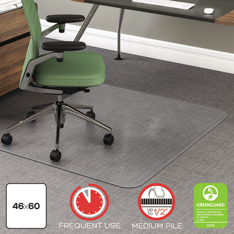 Image of Rollamat Frequent Use Chair Mat, Medium Pile Carpet, Flat, 46 X 60, Rectangle, Clear