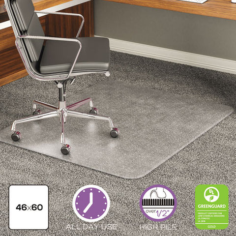 Image of Execumat All Day Use Chair Mat For High Pile Carpet, 46 X 60, Rectangular, Clear