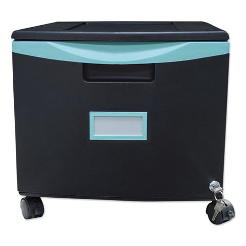 Image of Single-drawer Mobile Filing Cabinet, 14.75w X 18.25d X 12.75h, Black/teal