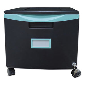 Single-drawer Mobile Filing Cabinet, 14.75w X 18.25d X 12.75h, Black/teal