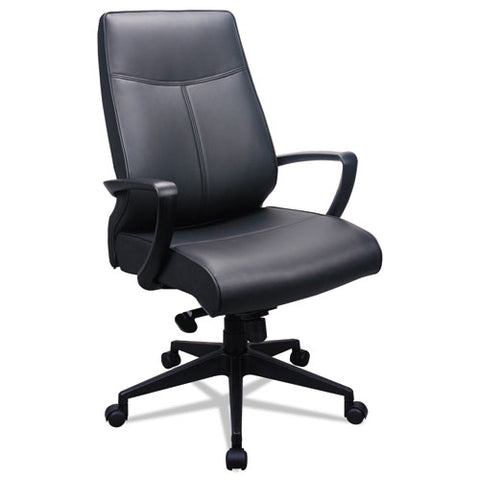 Image of 300 Leather High-back Chair, Supports Up To 250 Lbs., Black Seat/black Back, Black Base