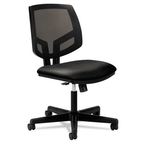 Image of Volt Series Mesh Back Leather Task Chair With Synchro-tilt, Supports Up To 250 Lbs., Black Seat/black Back, Black Base