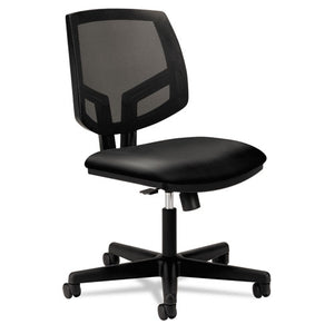 Volt Series Mesh Back Leather Task Chair With Synchro-tilt, Supports Up To 250 Lbs., Black Seat/black Back, Black Base