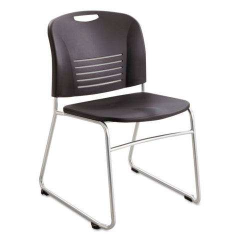 Image of Vy Series Stack Chairs, Black Seat/black Back, Silver Base, 2/carton