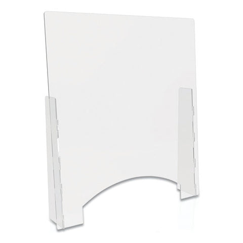 Image of Counter Top Barrier With Pass Thru, 31.75" X 6" X 36", Polycarbonate, Clear, 2/carton