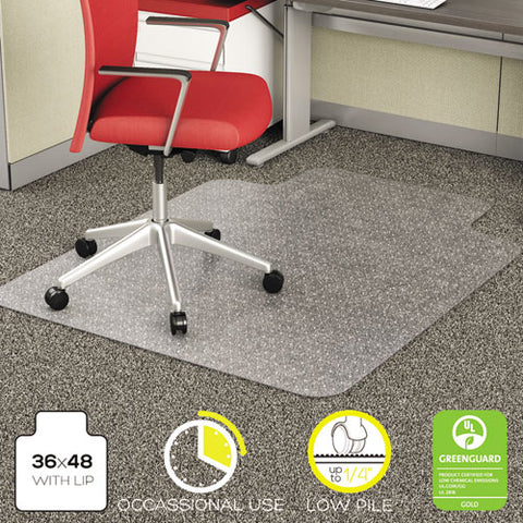 Image of Economat Occasional Use Chair Mat, Low Pile Carpet, Flat, 36 X 48, Lipped, Clear