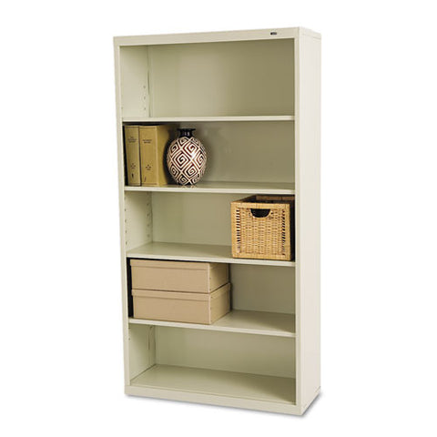 Image of Metal Bookcase, Five-shelf, 34-1/2w X 13-1/2d X 66h, Putty