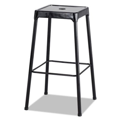 Image of Bar-height Steel Stool, 29" Seat Height, Supports Up To 250 Lbs., Black Seat/black Back, Black Base